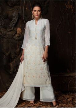 White Color Designer Viscose Straight Cut Suit